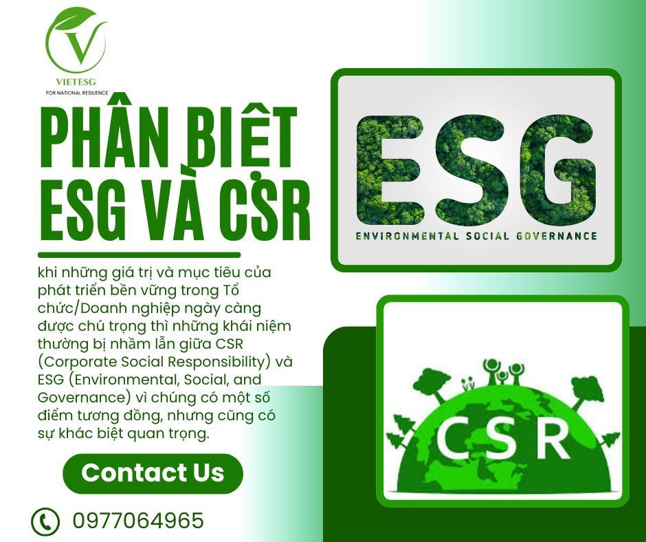 PHÂN BIỆT ESG VÀ CSR?