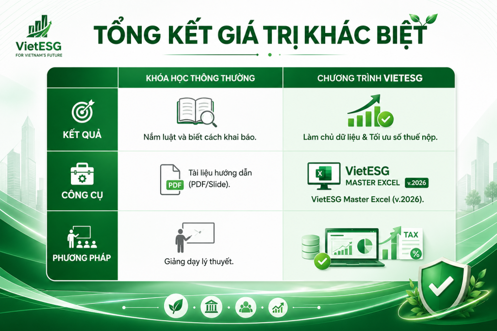 ĐIỂM KHÁC BIỆT CHỈ CÓ TẠI CHƯƠNG TRÌNH ĐÀO TẠO THUẾ CARBON – CBAM 2026