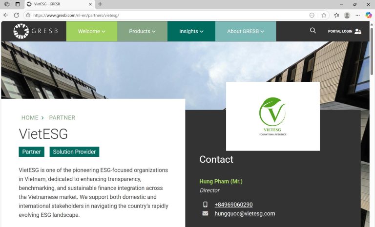 VietESG trở thành đối tác chính thức của GRESB tại Việt Nam