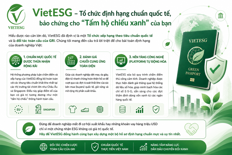 Điểm Số ESG Chuẩn Quốc Tế: “Tấm Hộ Chiếu” Để Doanh Nghiệp Xuất Khẩu Và Gọi Vốn Thành Công